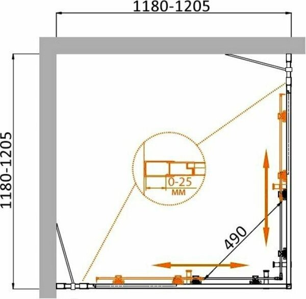 Душевой уголок (120х120) CEZARES MOLVENO MOLVENO-A-22-90+30-P-Cr